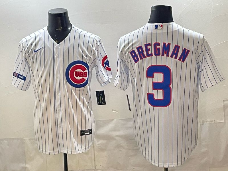 Men 2026 Chicago Cubs #3 Bregman White Stripe Game Nike MLB Jersey style 001->chicago cubs->MLB Jersey